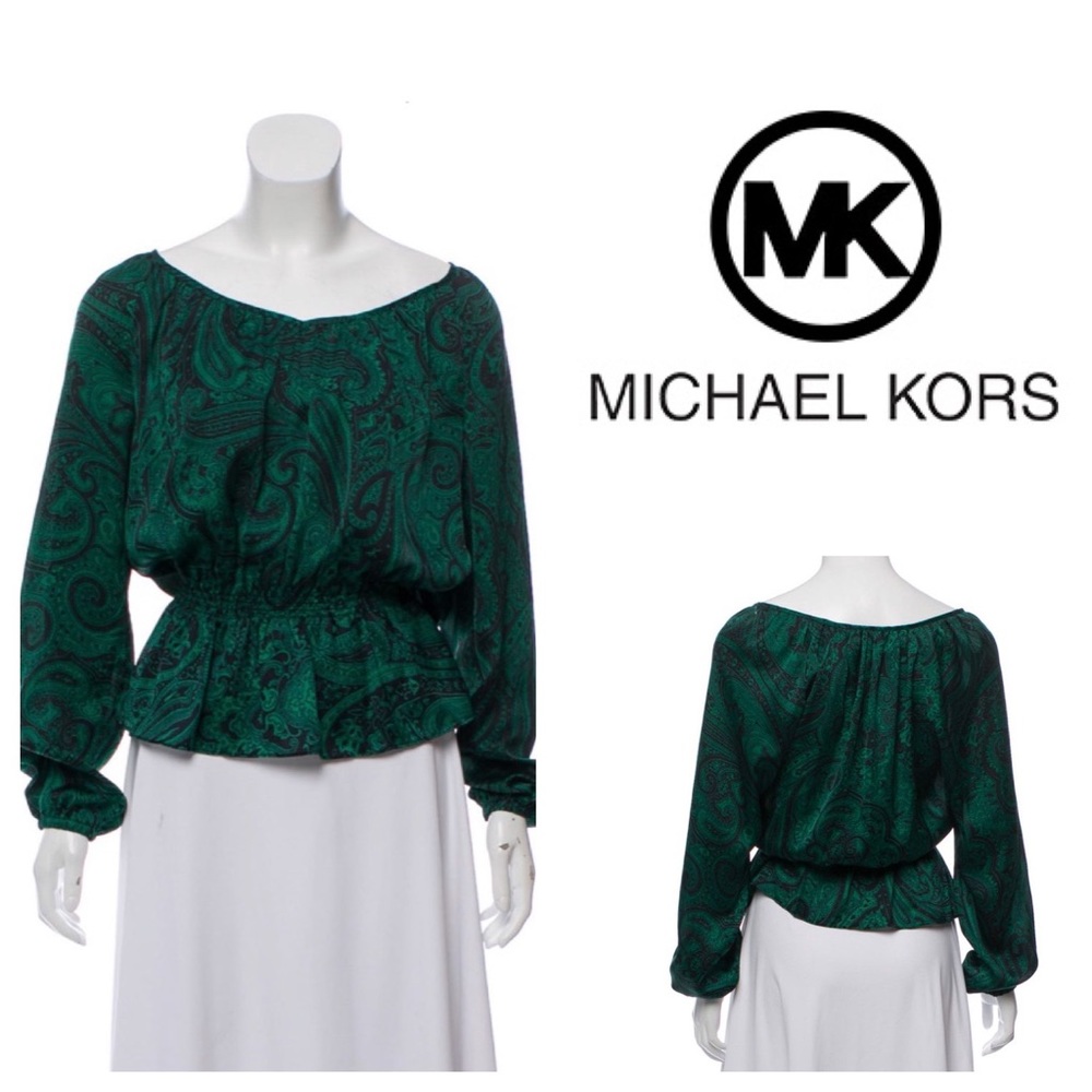 Michael Michael Kors• Green Paisley Peplum Top